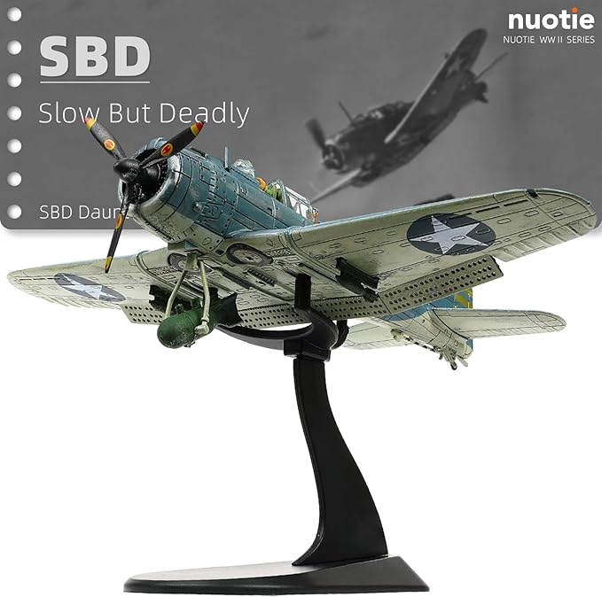 1/72 Douglas SBD-2 Dauntless Dive Bommber Model World War II Midway Vintage Warplane Metal Diecast Aircraft Military Display Airplane for Display Collection or Gift