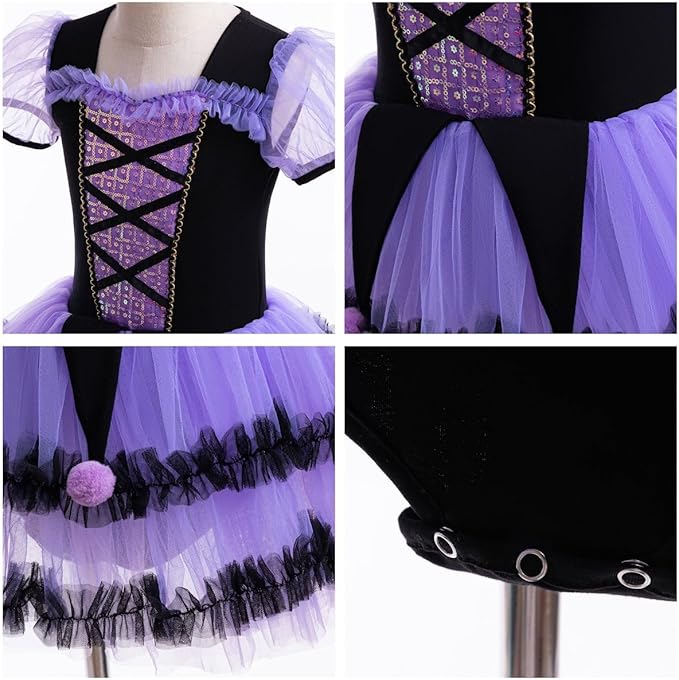 DYMCII Baby Girls Princess Ballet Dress Short Sleeve Leotards Skirted Tutu Dancewear Halloween Christmas Party Fancy Costume