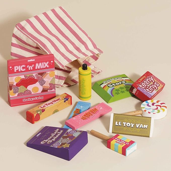 Le Toy Van - Pretend Play Wooden Candy Play Food Set | Kids Role Play Wooden Food Toy | Great As a Gift - Suitable for 2 Years + (TV335)