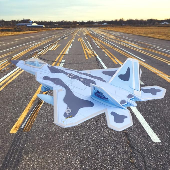 Ailejia Diecast F 22 Fighting Falcon Airplane Model Aircraft Army Air Force Toys Military Plane Pull Back with Lights and Sounds (F 22 Blue)