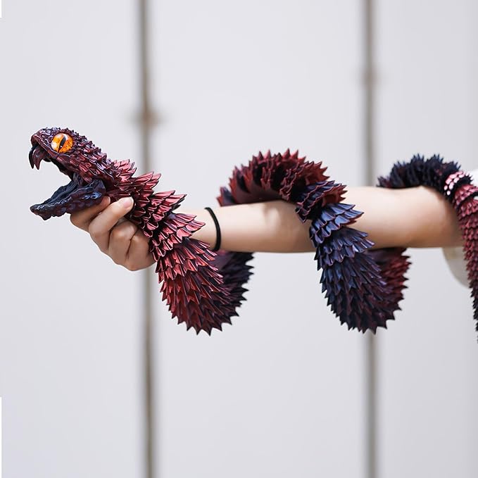 47.5inch Super Large 3D Printed Snake Models,Movable Teeth,Flexible Joint Animal lacertid Figurines, Stress Relief, Fidget restlessness, ADHD Toys, Surprise Fantasy Gifts (RBL/47.5inch)
