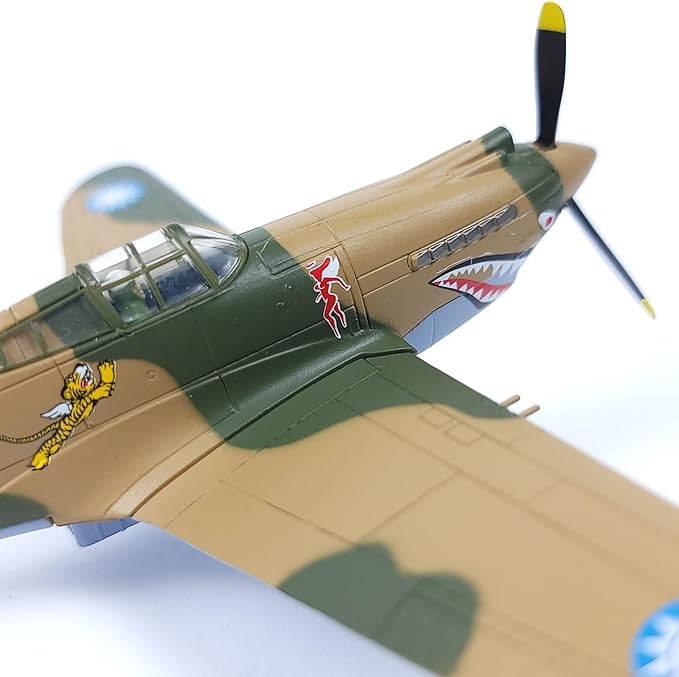 1/72 P-40C War Hawk Flying Tigers Fighter Model World War II Vintage Warplane Metal Diecast Aircraft Military Display Airplane for Display Collection or Gift, Yellow