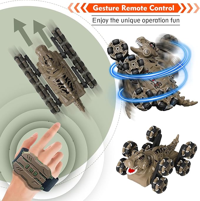 8WD Gesture Sensing Rc Stunt Car, 2.4 Ghz Remote Control Car with Light&Music&Spray for Kid 6-10 11 12 Year Old, Hand Controlled RC Stunt Vehicle, Birthday Gifts for Boys Girls