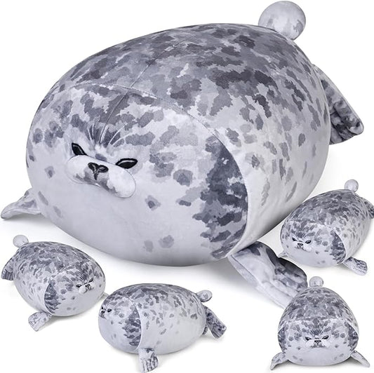 KMUYSL Toys for Ages 0 1 2 3 4 5 6 7 8+ Years - Plush Mommy Stuffed Animal with 4 Babies in Her Tummy, Soft Plush Toys Set, Christmas Birthday Gifts for Girls Boys Baby, Toddler, Kids (Seal Toys)