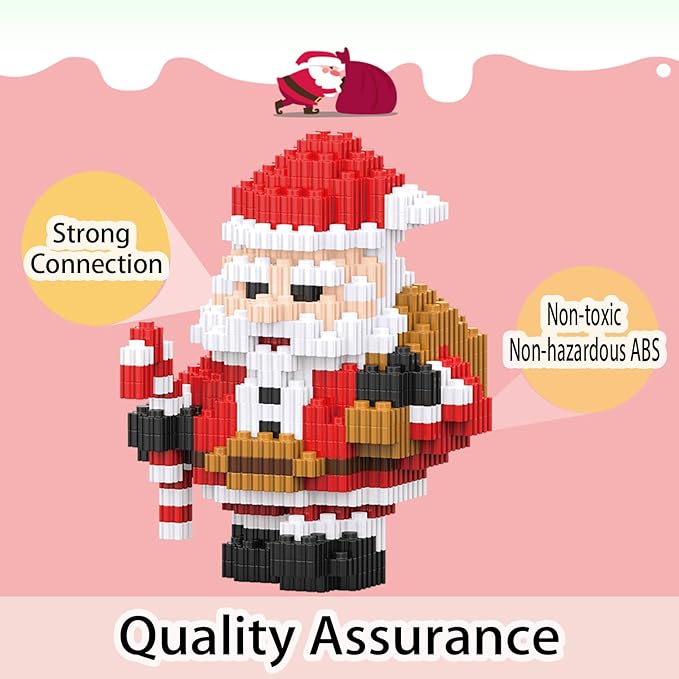 Christmas Building Blocks Santa Compatible with Lego Christmas Micro Blocks Stacking New Toys Holiday Present Box New Year Birthday Gifts for Kids 7 8 9 10 11 12 Years Old (Santa Claus)