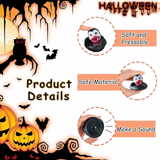 24 Pcs Halloween Rubber Ducks,Halloween Ducks Bath Toys for Kids,Halloween Party Favors Supplies,Goodie Bags Fillers Stuffers for Halloween Decor,Baby Showers,Birthday Gifts(Halloween)
