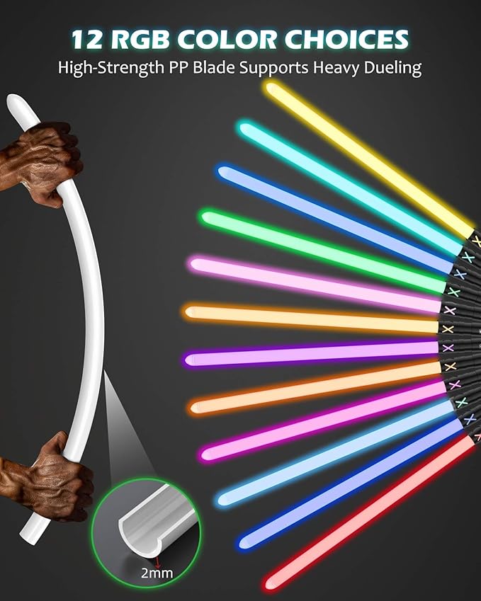 Lightsaber for Dueling 2 Packs Light Sabers with 4 Character Sound Font 12 RGB Colors 2 in 1 Real Lightsabers Toys for Kids/Adult Birthday Gift T029