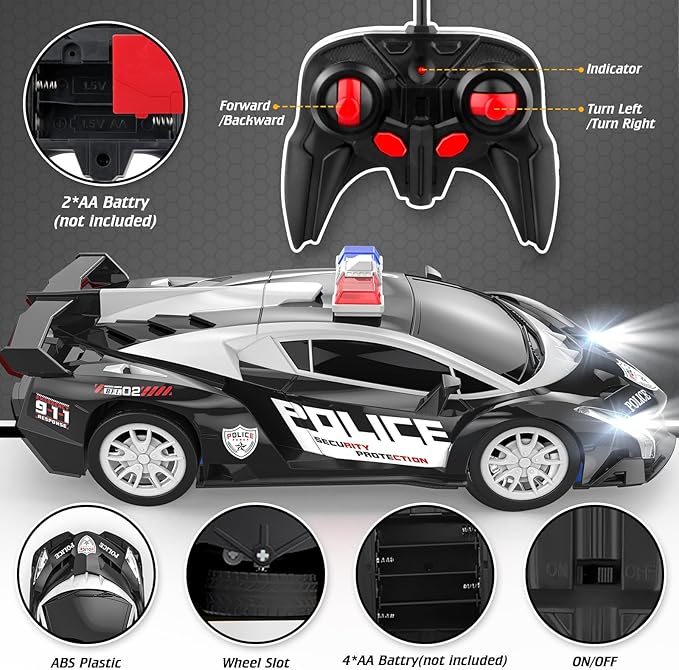 Growsland Remote Control Car Rc Cars for Boys 4-7 8-12, Kids Car Toys for Boys with Cool Flashing Light, Vehicle Hobby Race Cars Toys for Boy Girls Ages 4-6 5-7 6-8 8-12 Birthday Gift