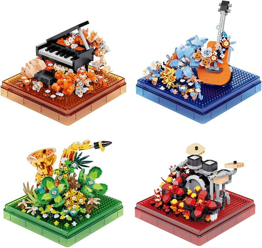 Musical Instruments Micro Block Building Sets,Classical Famous Building Block Set,3000 PCS for Adults and Kids,Piano,Saxophone,Guitar and Drum Set with Clear Plastic Cover