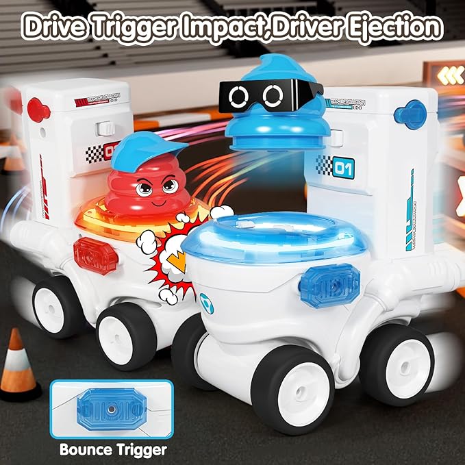 Remote Control Car Toys Set of 2 for Kids Rechargeable RC Car Ejecting Bumper Car with LED Light & Music Effects RC Vehicle Birthday for Kids Age 3 4 5 6 7 8+ Family Interaction