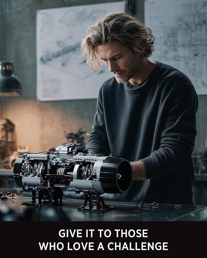 Nifeliz Turbofan Engine Building Set, Engineering Challenge Model for Adult Collectors, Physical Science Project and Display Piece (2,216 PCS, NF10317)