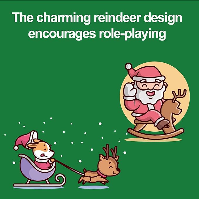 Kid Wooden Rocking Horse, Baby Ride On Toy Rocker for Toddler, Rocking Reindeer w/backrest Ideal Birthday Christmas/Birthday Gift for Boys & Girls (Natural)