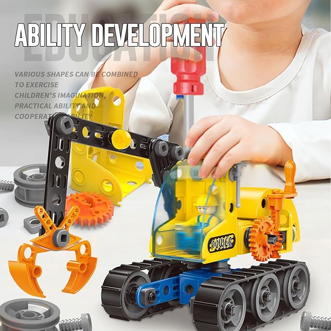 6 in 1 STEM Toys,Engineering Topic Education DIY Assembly Disassembly Toys Engineering Building Sets Building Toys for Kids Ages 4-8 Prefect Gifts