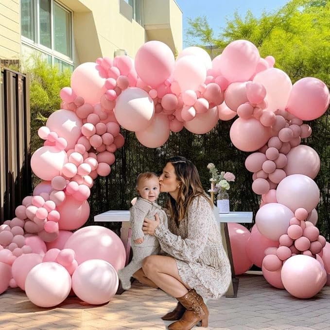 Pastel Pink Balloons Latex Light Baby Pink Balloon Garland Arch Kit Different Sizes for Birthday Baby Shower Winter Bridal Prom Party Decorations
