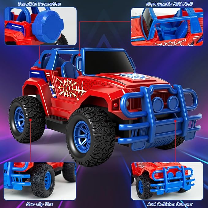 Hymaz Spider Remote Control Car for Kids 4-7 8-12, 2.4Ghz 1:20 Scale RC Car Off-Road Truck with Headlight, Indoor Outdoor Spider Toys for Boys Birthday Xmas Gifts