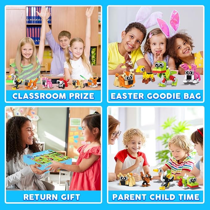 30 Pack Party Favors for Easter Gift, 750 PCS Animals Building Block Toy for Goodie Bag Stuffers, Classroom Student Prizes Children's Day Birthday for Kids Boys Girls Ages 6-12+
