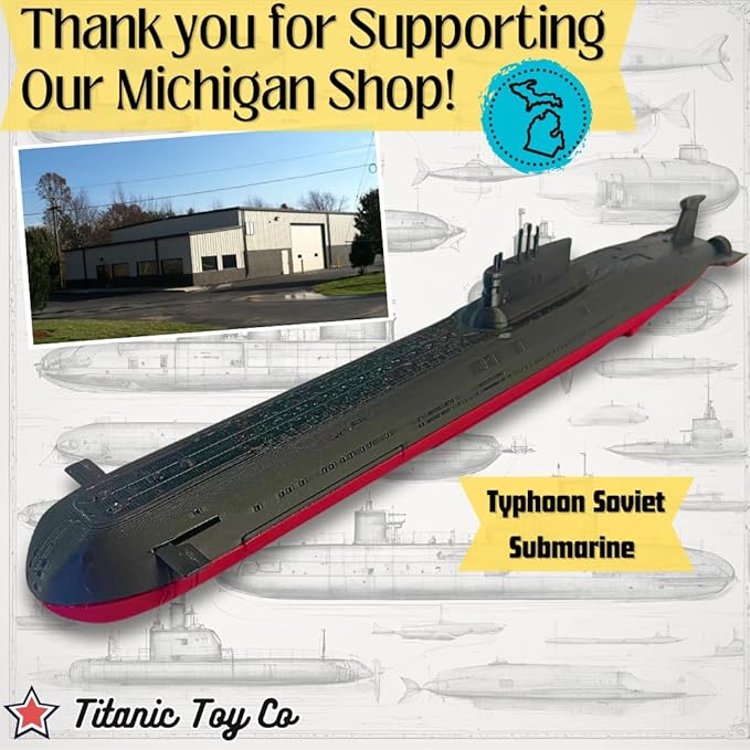12” Tyhpoon Submarine Toy, Soviet Era Submarine Model, ColdWar submarine, Titanic Toy, Titanic Model, Titanic Toys For Kids, Toy boat, Toy Ship