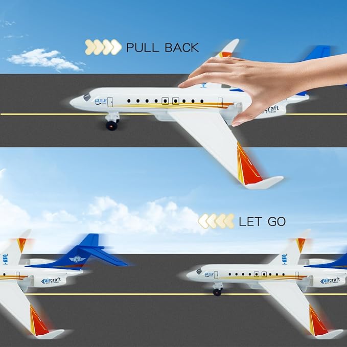 OTONOPI Model Airplane Single Airlines Die-Cast Plane Alloy Metal Aircraft Pull Back Toy Plane G650 with Lights and Sounds for Kids