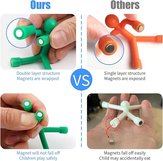 48Pcs Magnetic Toys, Magnet Men for Travel Toys, Fridge Magnets Funny, Cute Magnets for Kids and Adults, Magnetic People Colorful Mini Toys for Whiteboard, Refrigerator, Desk Decoration