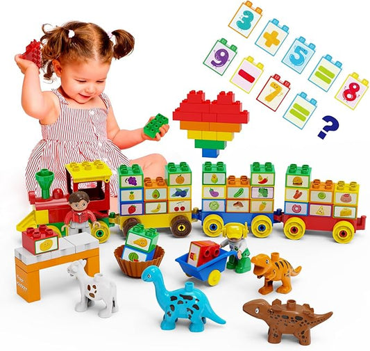 Building Blocks for Toddler (126Pcs) Stacking Toys with 4 Cars, Learning and STEM Fun Montessori Toys, Educational Blocks Age 3+ for Kids Boys & Girls Birthday, Compatible with All Major Brands