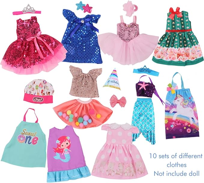 20 PCS Glitter Girl Clothes,American Girl Clothes for 14" Baby Doll, Clothes and Accessories (14 inch Doll Clothes)