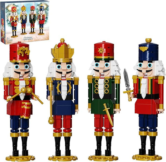 Christmas Nutcracker Building Kits, Xmas Nutcracker King and Soldier Sets, Contains Kings, Drummers, Guards, Swordsmen, Compatible for Lego, Collectible Model (943 PCS)
