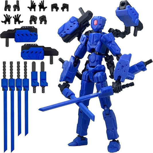 8 inch T13 (Assembly Completed) Action Figure Set,T 13 Action Figure Multi-Articular Mobile Robot Nova T-13,Desktop Decorations for Game Lovers Toys (Blue)