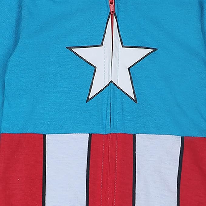 Marvel Hulk, Captain America, Iron Man or Spider-Man Boys Zip Up Hooded Coverall for Infant and Toddler