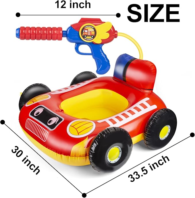 Kids Pool Floats with Water Gun, Pool Toys for Kids Ages 4-8, Fire Truck Toddler Floats for Pool, Pool Inflatables for Boys Girls and Children