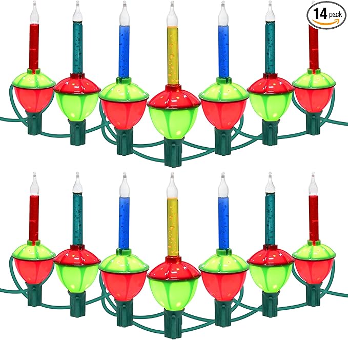 14Pcs Multicolor Christmas Bubble Lights for Christmas Tree Vintage Christmas Lights, 22Ft Bubbling Christmas Lights for Vintage Christmas Decorations for Tree Garland Mantel Yard, 5W, 2 Spare Bulbs