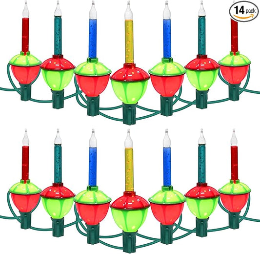 14Pcs Multicolor Christmas Bubble Lights for Christmas Tree Vintage Christmas Lights, 22Ft Bubbling Christmas Lights for Vintage Christmas Decorations for Tree Garland Mantel Yard, 5W, 2 Spare Bulbs