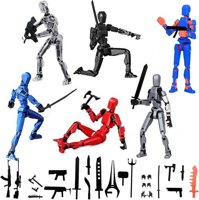 (Assembly Completed) 6 Packs Dummy13 Action Figure Set, 3D Printed ActionFigure Toy Gifts for Kids, Dummy 13,Robot 13 Action Figure Full Body Mechanical Doll Christmas Birthday Gift for Boys Girls