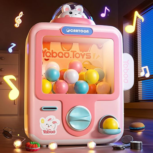 Skirfy Vending Machine Kids Toys Mini Claws Machine 12 Erasers Operated Gumball Prize Machine Maker Game Claws Machine Game Sensory Toys Dolls Gifts（Pink）