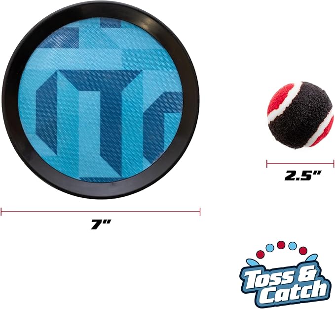 Toss and Catch Ball Set - Modern Ball and Catch Game with 4 Paddles and 4 Balls. Toss and Catch Game Set Includes mesh Storage Bag - Durable Modern Design