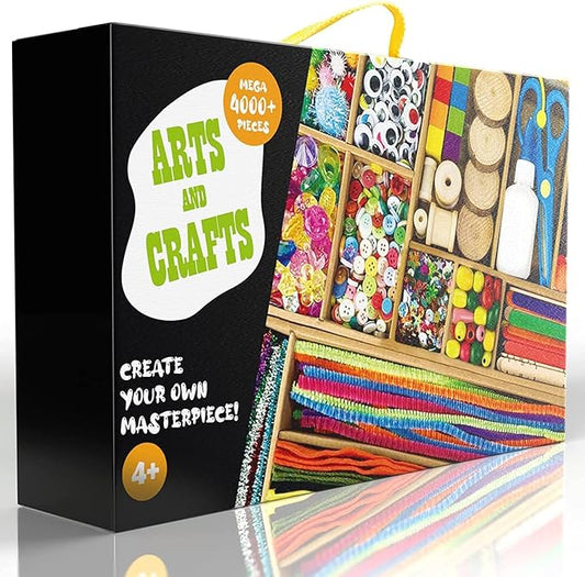 FUNZBO 4000+pcs Arts and Crafts Supplies for Kids -Girl Craft Kit Materials for Kids Age 4 5 6 7 8-12 Birathday Gifts for Girls and Boys Crafts for Girls Ages 8-12 Arts Activities