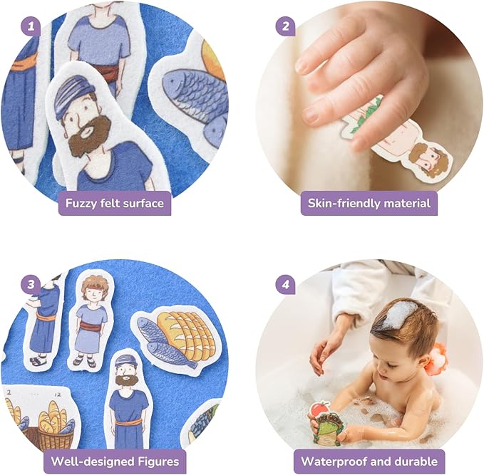 CHEFAN 12 Pack Felt Board Bible Stories Pieces，Flannel Board Stories for Preschool Activities Included a Felt Bag