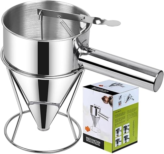 40 OZ Multi-Functional Pancake Batter Dispenser, Multi-Caliber Stainless Steel Funnel Cake Dispenser with Stand Great for Pancakes,Cupcakes,Chocolate Balls and Baked Goods (1200ml)