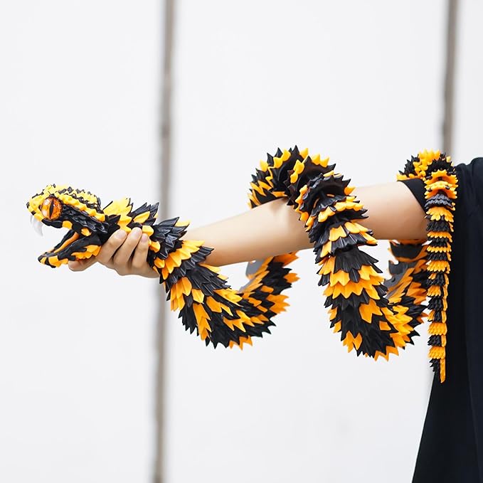 47.5inch Super Large 3D Printed Snake Models,Movable Teeth,Flexible Joint Animal lacertid Figurines, Stress Relief, Fidget restlessness, ADHD Toys, Surprise Fantasy Gifts (BO/47.5inch)