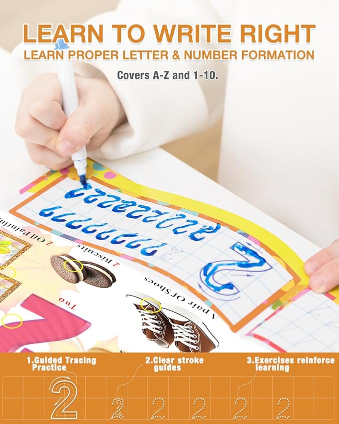 English Interactive Sound Book for Kid,Alphabet & Number Talking Book for Toddlers Age 3-5,Preschool ABC Learning Travel Toy for Boys Girls Birthday Gift 3 4 5 6 Year Old,Sensory Autism Toy,600+ Audio