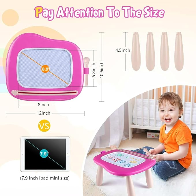 Smasiagon Magnetic Drawing Board for Toddlers: Erasable Doodle Board for Home, Travel & Preschool | Fun & Educational Toy for Baby Girls Boys(Ages 1-3) (Rose)