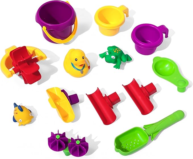 Step2 Rain Showers Splash Pond Toddler Water Table, Kids Water and Sand Activity Sensory Playset, Summer Outdoor Toys, 13 Piece Toy Accessories, For Toddles 1.5+ Years Old