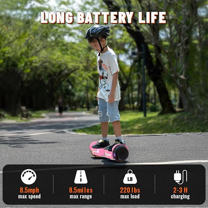 Scooter, Colorful LED Light-Up Wheels, Bluetooth Speakers and APP, Dual 250W Motors, 8.5 mph Max Speed & 8.5 Miles Max Range, Gifts for Kids Adults Girls Boys