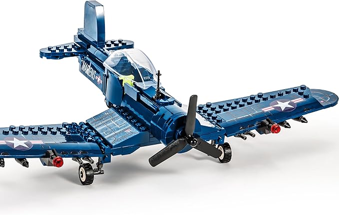 SEMKY Military Fighter Jet F4U WW2 Fighter Aircraft Jet Corsair Air Force Building Block Set (440 Pieces) -Building and Military Toys Gifts for Kid and Adult