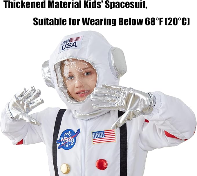 LANGXUN Kids Astronaut Halloween Costume Set, Boys Girls Space Suit Dress Up, Toddler Pilot Jumpsuit for Themed Party
