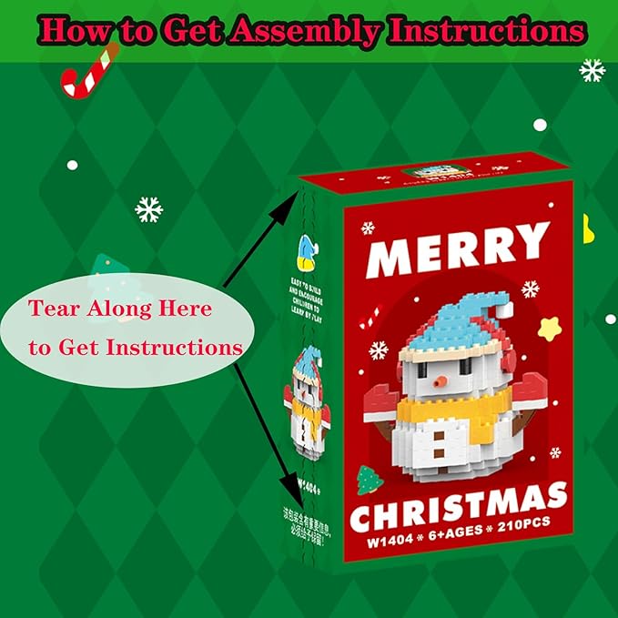 Christmas Blue Snowman Building Blocks Set Compatible with Lego Advent Calendar 2025 Stacking New Toys Holiday Present Box New Year Xmas Gifts for Kids for Boys & Girls and Adults