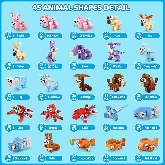30 Packs Animal Party Favors for Kids, 810 PCS Mini Animal Building Block Toy Set for Goodie Bag Fillers Classroom Prizes Easter Birthday Children's Day for Boys Girls Student Ages 6+