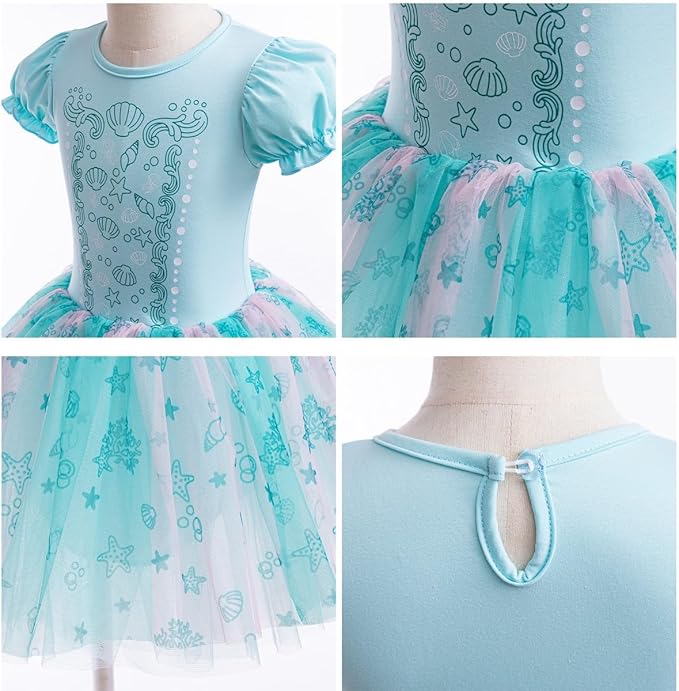 DYMCII Baby Girls Princess Ballet Dress Short Sleeve Leotards Skirted Tutu Dancewear Halloween Christmas Party Fancy Costume