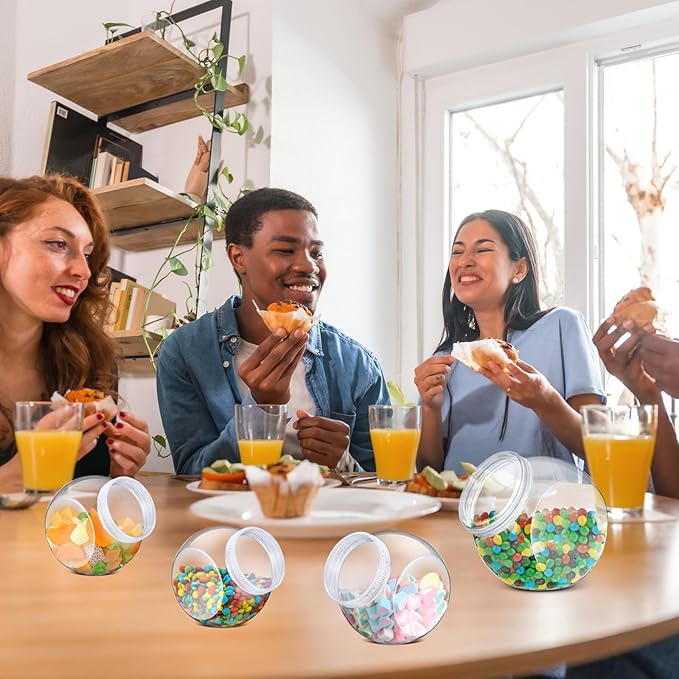 4 Pcs Plastic Candy Jar with Lid for Candy Buffet Large Storage Jar Clear Food Storage Canisters Kitchen Countertop Container for Cookies Beans Snacks Indoor Outdoor Wedding (30/40/60 oz)