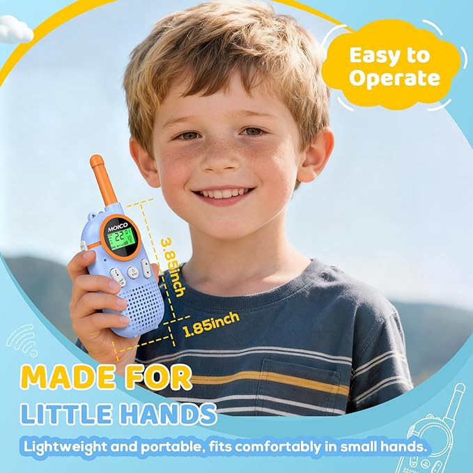 MOICO Toys for 3-12 Year Old Boys Girls,Rechargeable Long Range Walkie Talkies for Kids with 22 Channels,3 4 5 6 7 8 Year Old Kids Gift, Perfect for Outdoor Camping,Hiking,Christmas and Birthday