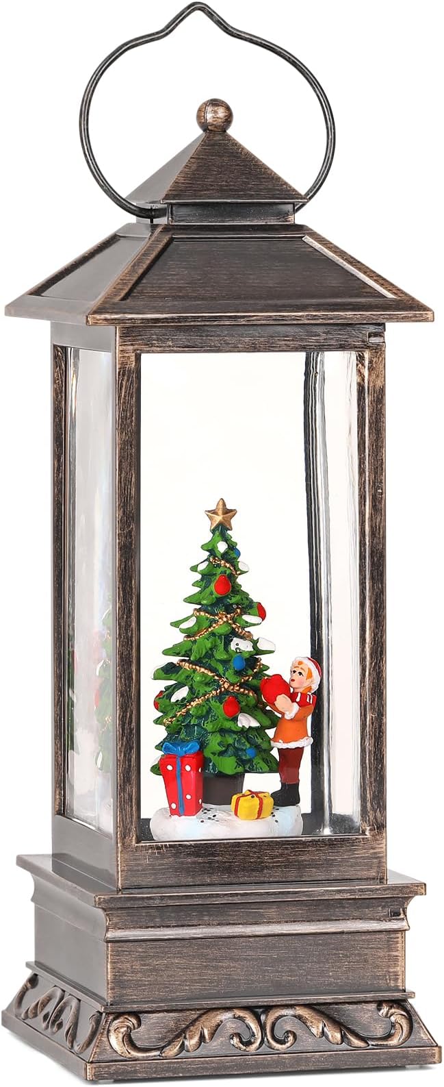 12 Inch Snow Globe Christmas, Glitter Lighted Lantern with Music, USB and Battery Operated Snow Globes Decorations Indoor for Home, Christmas Decor (Christmas Tree)